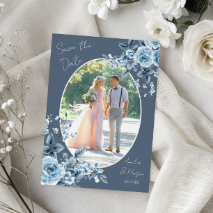 Carte de rappel Photo Dusty Blue à motif floral éc