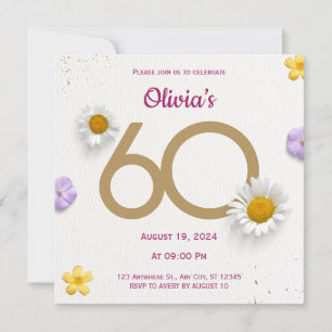 Carte de rappel pour 60e anniversaire à motif flor