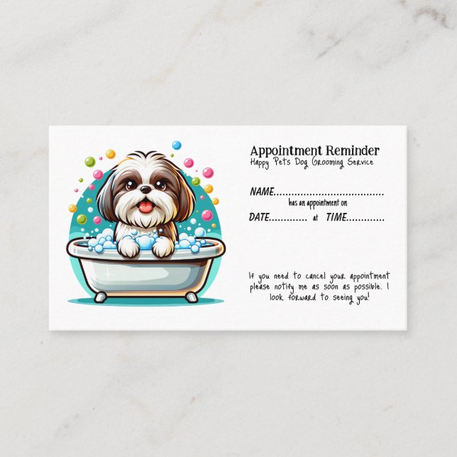 Carte de rappel pour le dressage de chiens de Whim (Devant)