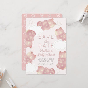 Carte de rappel pour une baby shower ourson en gél