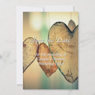 Carte de rappel romantique à bokeh cœurs rustique
