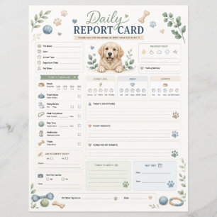 Carte de rapport quotidien de garde d'animaux de c