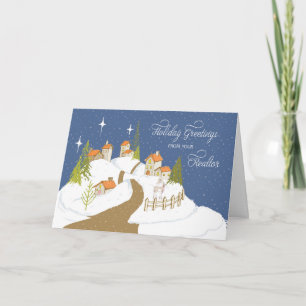 Carte De Realtor Christmas Cosy Maisons en Neige