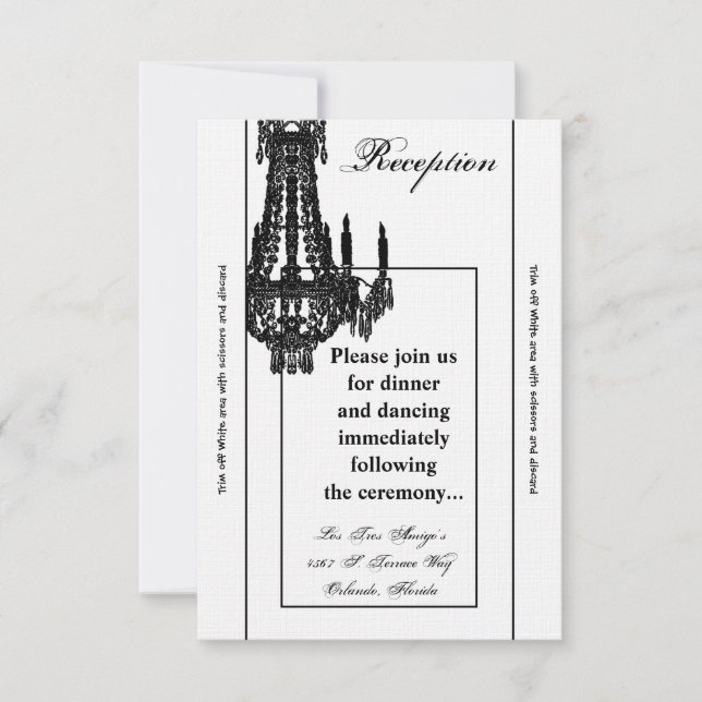 Carte de réception 3,5 x 7 cristal Chandelier Glit (Devant)
