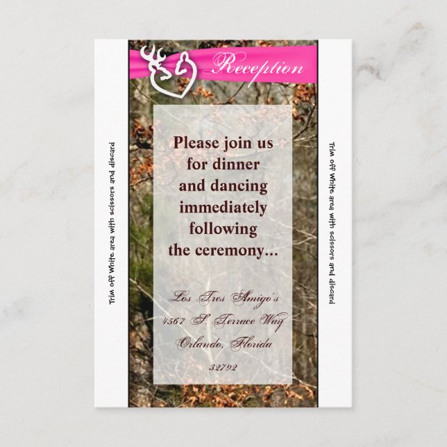 Carte de réception 3,5x7 Couple de cerfs Biche Buc (Devant)