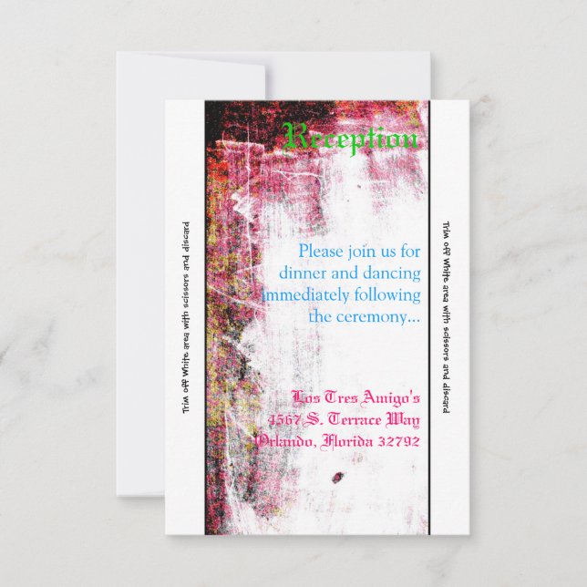 Carte de réception 3,5x7 Neon Grunge Rayure Couleu (Devant)