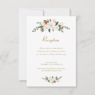 carte de réception à mariage florale magnolia blan