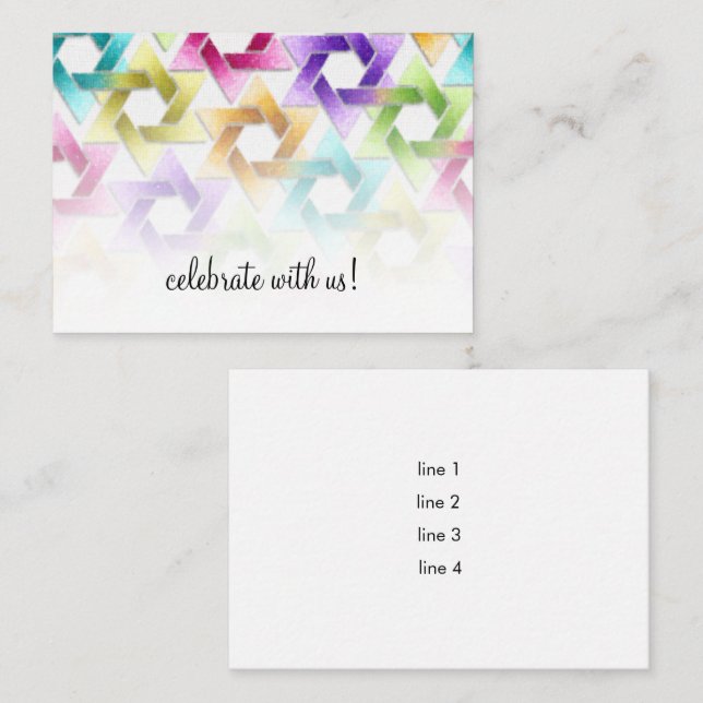 Carte de réception bat mitzvah Star of David Damas (Devant / Derrière)