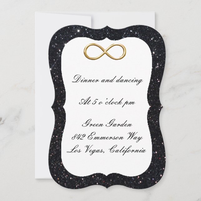 Carte de réception Black Parties scintillant Gold  (Devant)