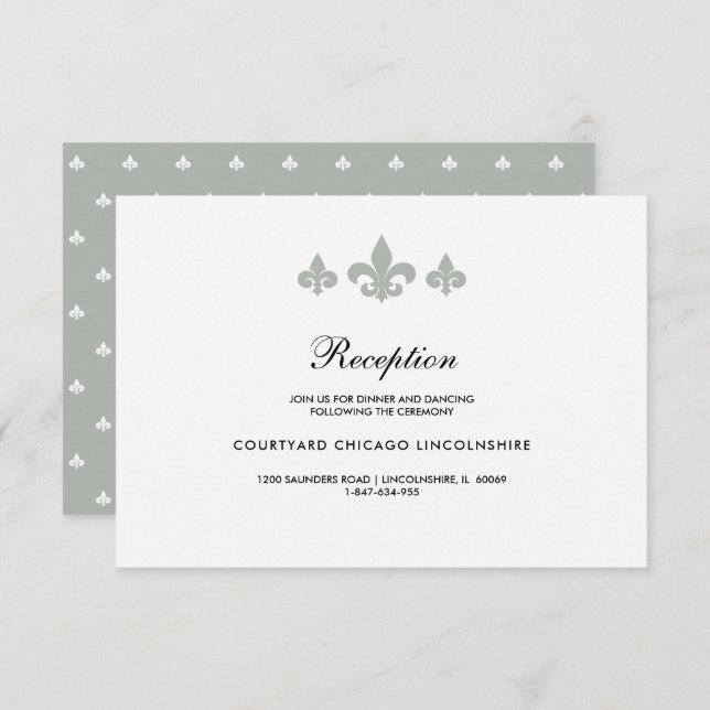 Carte de réception blanche Fleur de lis (Devant / Derrière)