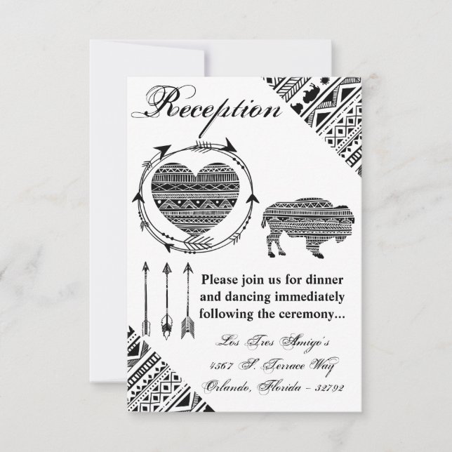 Carte de réception Boho Buffalo Tribal Motif B 3,5 (Devant)
