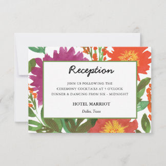 Carte de réception de fleurs à l'aquarelle