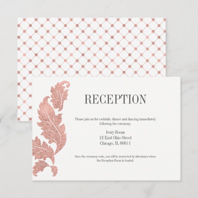 Carte de réception de mariage à armoiries en or ro (Devant / Derrière)