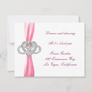 Carte de réception de mariage à cœur infini rose