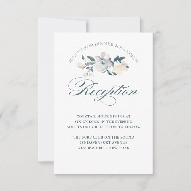 Carte de réception de mariage à l'aquarelle Fleurs (Devant)