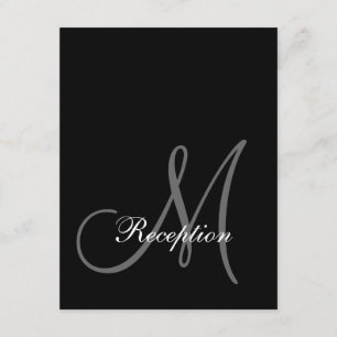 Carte de réception de mariage à monogramme noir in