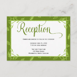 Carte de réception de mariage aux feuilles vertes
