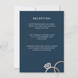 Carte de réception de mariage avec anneaux d'or Ro