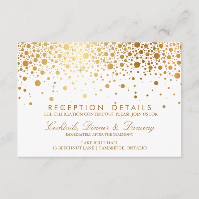 Carte de réception de mariage avec confettis en fe (Devant)