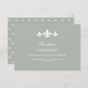 Carte de réception de mariage blanc gris Fleur-de-