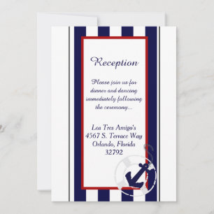 Carte de réception de mariage Blue Anchor Nautical