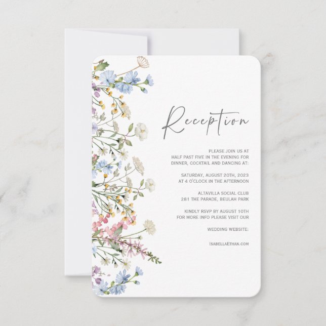 Carte de réception de mariage bohème aux fleurs sa (Devant)
