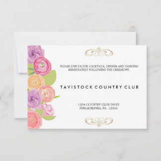Carte de réception de mariage Cascading Flowers