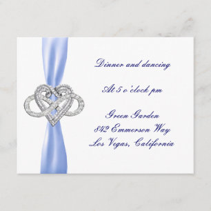 Carte de réception de mariage Coeur Blue Infinity