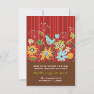Carte de réception de mariage de jardin floral rou