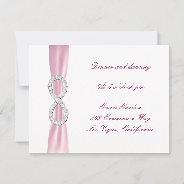 Carte de réception de mariage Diamant Rose Infini (Devant)