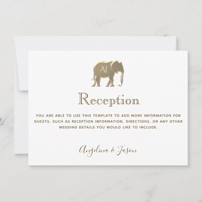 Carte de réception de mariage élégante en or blanc (Devant)