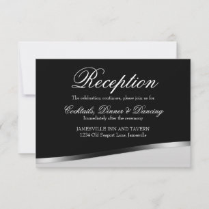 Carte de réception de mariage élégante noir et bla
