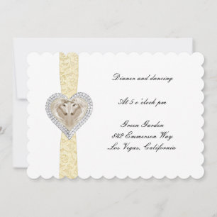 Carte de réception de mariage en dentelle jaune Li