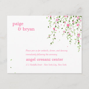 Carte de réception de mariage en fleurs du jardin