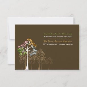 Carte de réception de mariage en forêt aux quatre