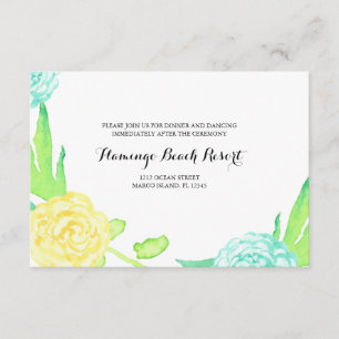 Carte de réception de mariage Fleurs d'été à l'aqu