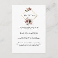 Carte de réception de mariage floral Boho de Bourg