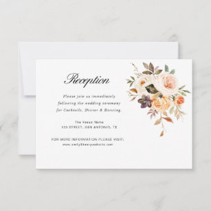 carte de réception de mariage floral d'automne