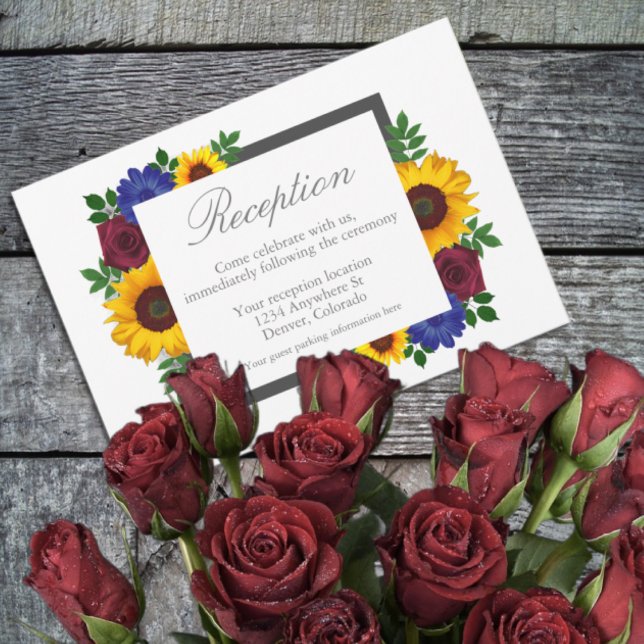Carte de réception de mariage floral Rose de tourn (Créateur téléchargé)