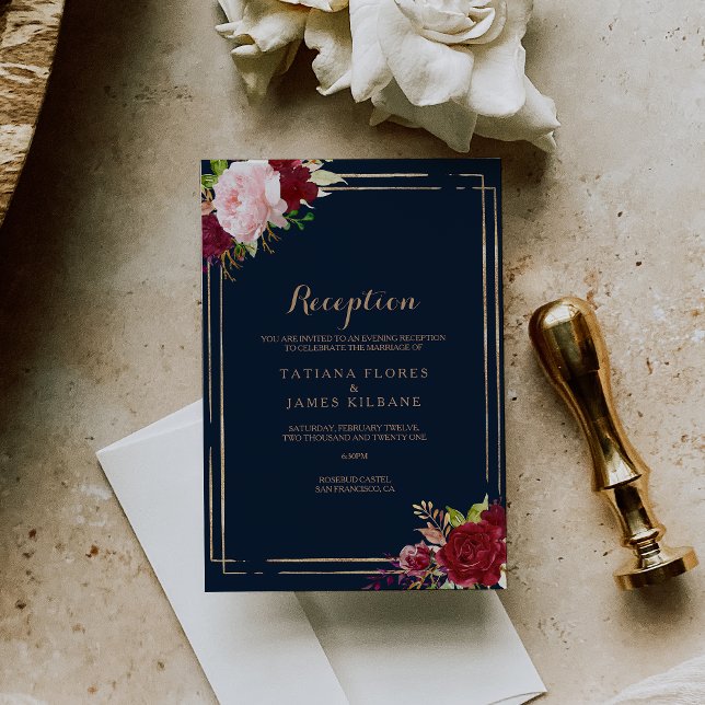 Carte de réception de mariage géométrique or et ro (Créateur téléchargé)