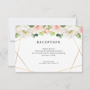 carte de réception de mariage géométrique rose