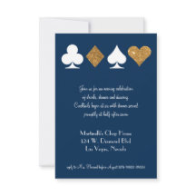 Carte de réception de mariage Gold on Navy Blue La