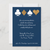 Carte de réception de mariage Gold on Navy Blue La