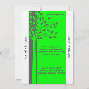 Carte de réception de mariage Grey/Neon Green Tree