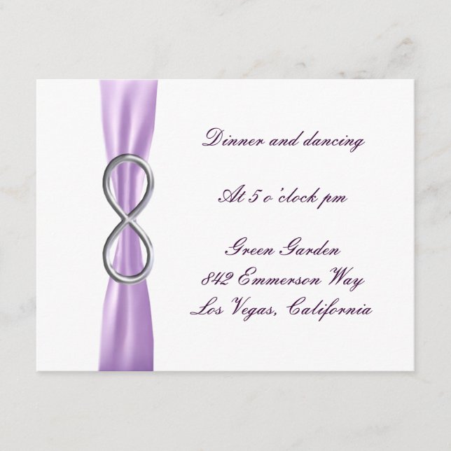Carte de réception de mariage Lavender Infinity (Devant)