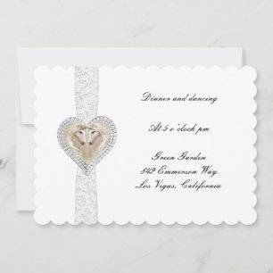 Carte de réception de mariage licorne et dentelle