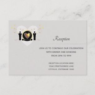 Carte de réception de mariage masculin à cœur gris