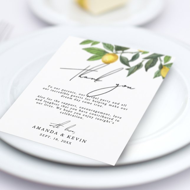 Carte de réception de mariage Merci citrons d'été (Créateur téléchargé)