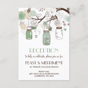 Carte de réception de mariage Mint Green Mason Jar