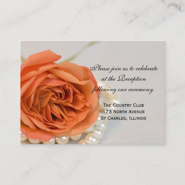 Carte de réception de mariage Orange Rose et Pearl (Devant)